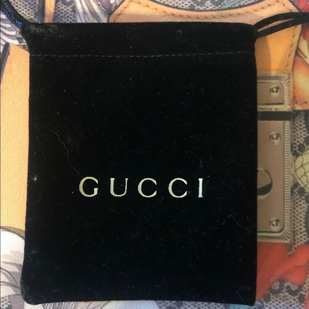 Gucci Black Velvet Drawstring Pouch with White Logo